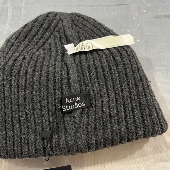Acne Studios Grey Ribbed Beanie main image 4